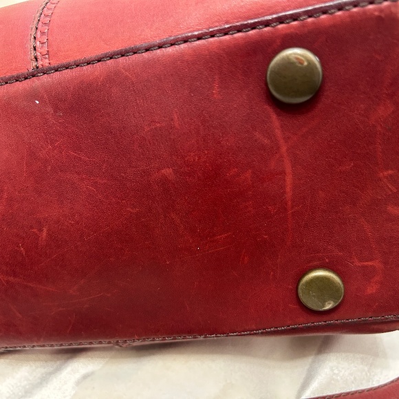 😍🌻 FOSSIL dark warm red Genuine Leather Crossbody Messenger Bag Satchel … - Picture 8 of 13